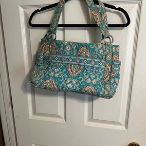 Vera Bradley Teal and Beige Paisley Shoulder Bag